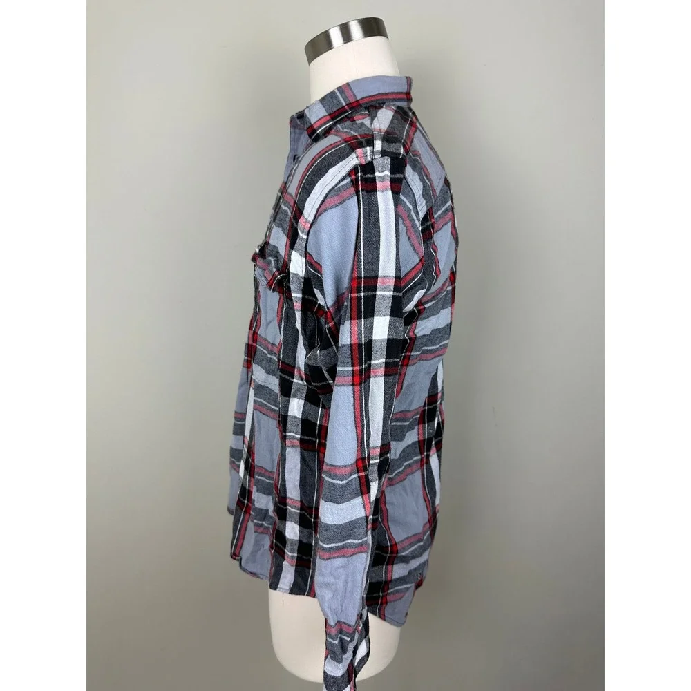 Vintage Levi's Better Clothes Plaid Flannel Shirt Mens Large Gray‎ Red Button Up